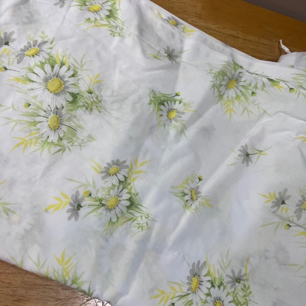 Vtg Springmaid Wondercale Twin Sheet Set 70s Yellow Daisy Floral MCM Retro
